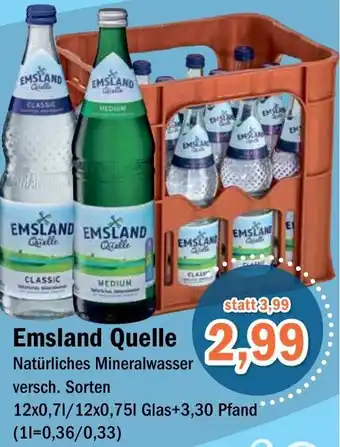 Aktiv Irma Emsland Quelle Natürliches Mineralwasser 12x0,7/12x0,75 L Glas Angebot