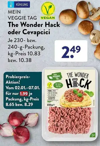 Aldi Süd Mein veggie tag the wonder hack oder cevapcici Angebot