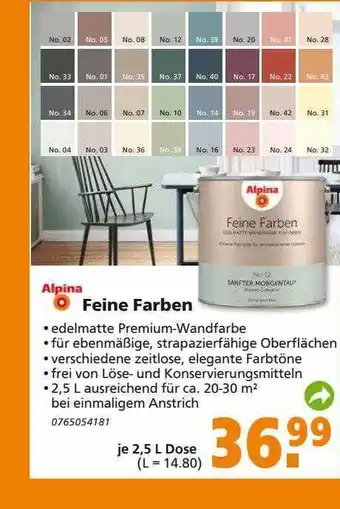 Globus Baumarkt Alpina feine farben Angebot