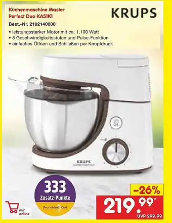 Netto Marken-Discount Krups küchenmaschine master perfect duo ka51k1 Angebot