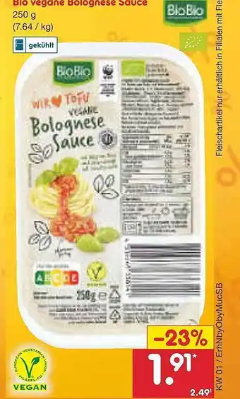 Netto Marken-Discount Bio vegane bolognese sauce Angebot