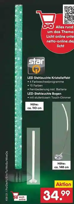 Netto Marken-Discount Star led led stehleuchte kristalleffekt oder led-stehleuchte bogen Angebot