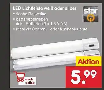 Netto Marken-Discount Led lichtleiste weiß oder silber star Angebot