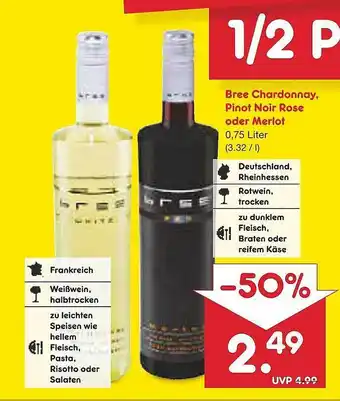 Netto Marken-Discount Bree chardonnay pinot noir rose oder merlot Angebot