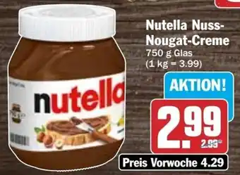 HIT Ullrich Nutella Nuss Nougat Creme 750 g Glas Angebot