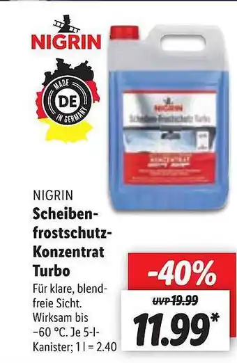 Lidl Nigrin scheibenfrostschutz-konzentrat turbo Angebot