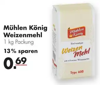 Handelshof Mühlen König Weizenmehl 1 kg Packung Angebot