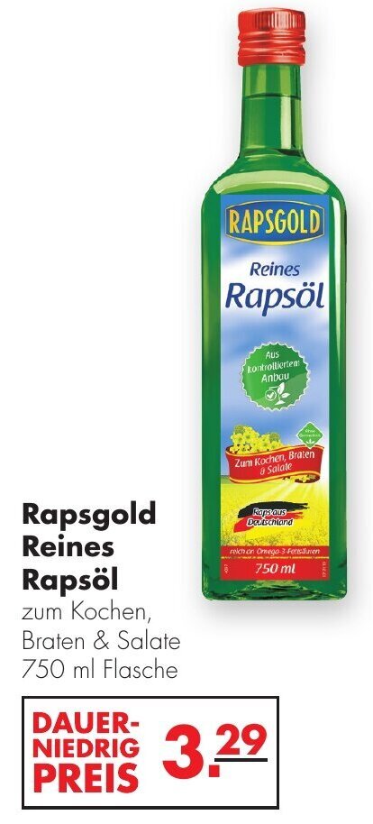 Rapsgold Reines Rapsöl 750 ml Flasche Angebot bei Handelshof