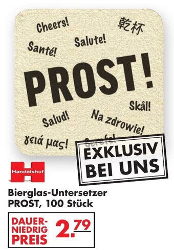 Handelshof Bierglas Untersetzer Prost, 100 Stück Angebot