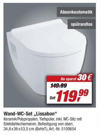 toom Baumarkt Wand WC Set ,,Lissabon" Angebot