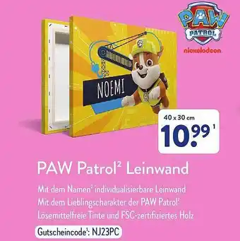 Aldi Nord Paw patrol leinwand Angebot