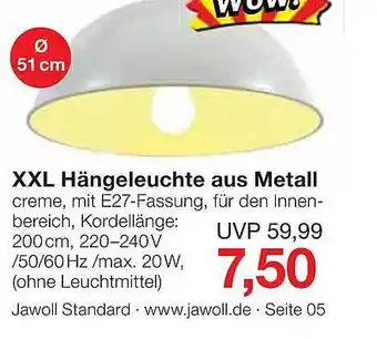 Jawoll Xxl hängeleuchte aus metall Angebot