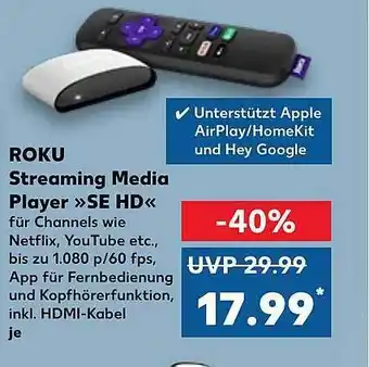 Kaufland Roku streaming media player „se hd“ Angebot