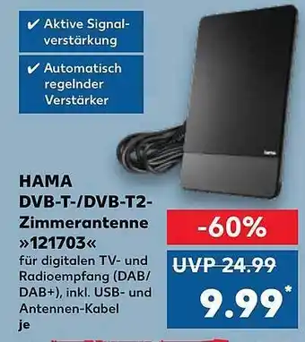 Kaufland Hama dvb-t- dvb-t2-zimmerantenne „121703“ Angebot