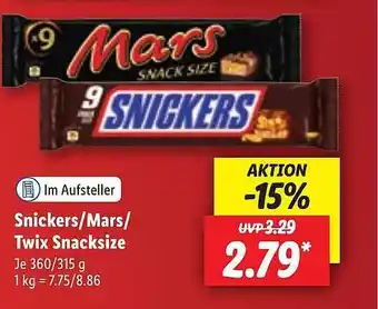 Lidl Snickers mars twix snacksize Angebot