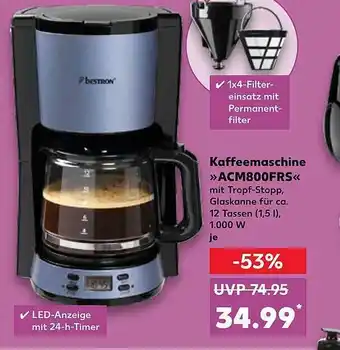 Kaufland Kaffeemaschine „acm800frs“ bestron Angebot