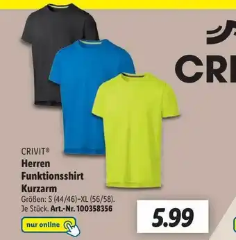 Lidl Crivit herren funktionsshirt kurzarm Angebot