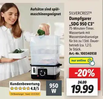 Lidl Silvercrest dampfgarer „sdg 950 c3” Angebot