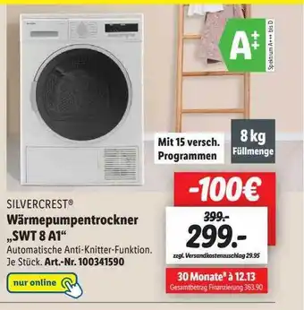 Lidl Silvercrest wärmepumpentrockner „swt 8 a1” Angebot