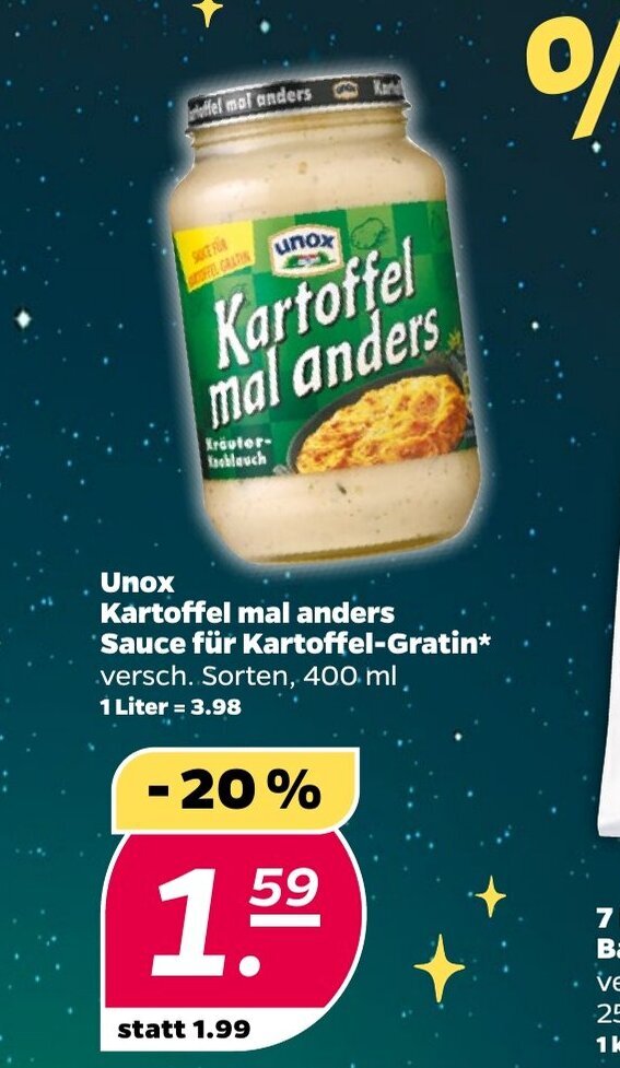 Unox Kartoffel mal anders Sauce fur KartoffelGratin 400 ml Angebot bei NETTO