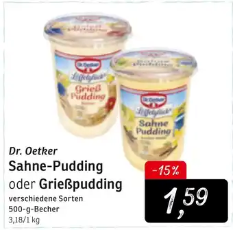 KONSUM Dr. Oetker Sahne Pudding oder Grieß Pudding 500g Becher Angebot