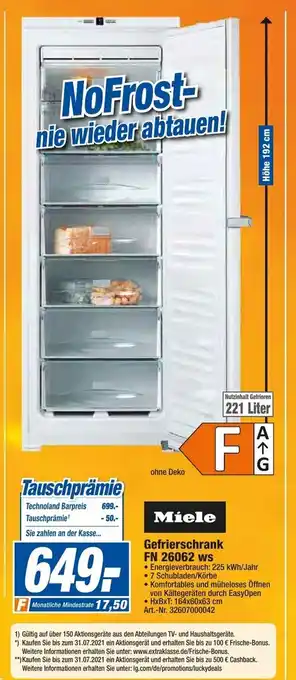 expert Techno Land Miele Gefrierschrank FN26062 ws Angebot