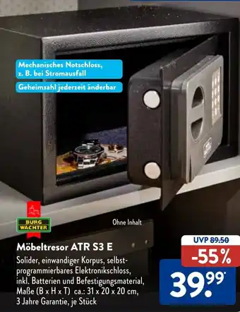 Aldi Süd Burg Wachter Möbeltresor ATR S3 E Angebot