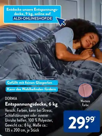 Aldi Süd Dormia Entspannungsdecke, 6 kg Angebot