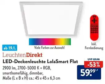 Aldi Süd Leuchten Direkt LED Deckenleuchte LolaSmart Flat Angebot