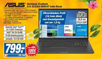 HEM Expert Asus Notebook VivoBook S15 S533EA-BN854T Indie Black Angebot