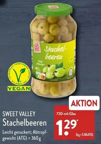 Aldi Nord Sweet Valley Stachelbeeren 720 ml Glas Angebot