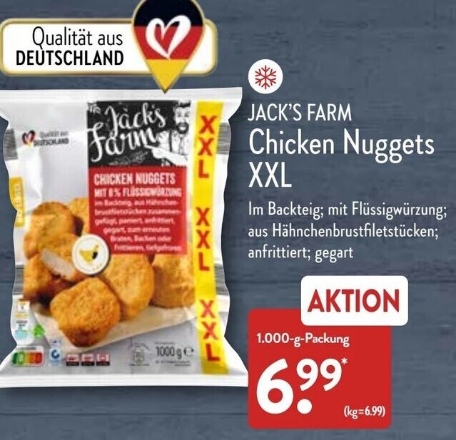 Jack's Farm Chicken Nuggets XXL 1000 g Packung Angebot bei Aldi Nord