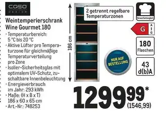 METRO Caso weintemperierschrank wine gourmet 180 Angebot