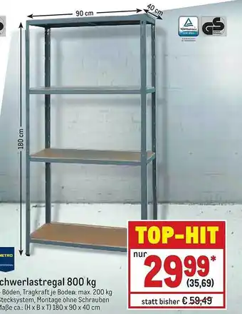 METRO Schwerlastregal 800 kg Angebot