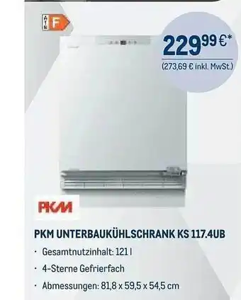 METRO Pkm unterbaukühlschrank ks 117.4ub Angebot