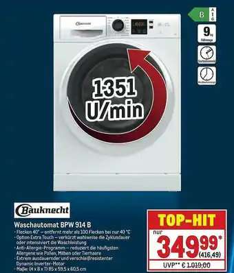 METRO Bauknecht waschautomat bpw 914 b Angebot