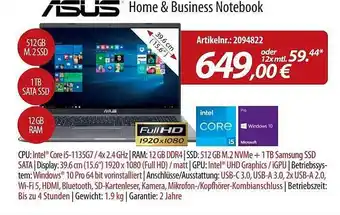 ACom PC Asus home & business notebook Angebot