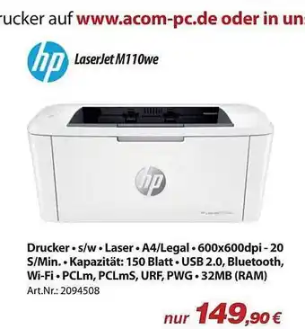 ACom PC Hp laserjet m110we drucker Angebot