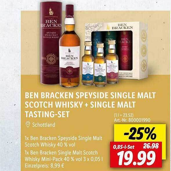 Ben bracken speyside single malt scotch whisky + single malt tastingset Angebot bei Lidl