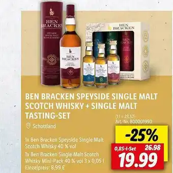 Lidl Ben bracken speyside single malt scotch whisky + single malt tasting-set Angebot