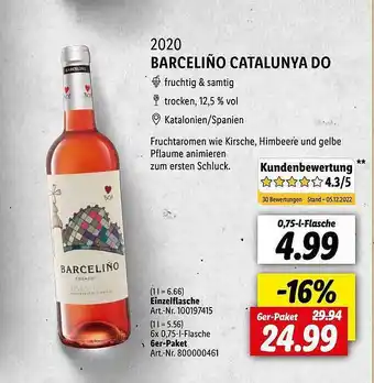Lidl 2020 barceliño catalunya do Angebot