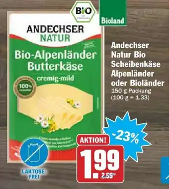 dodenhof Andechser Natur Bio Scheibenkäse Alpenländer oder Bioländer 150g Angebot