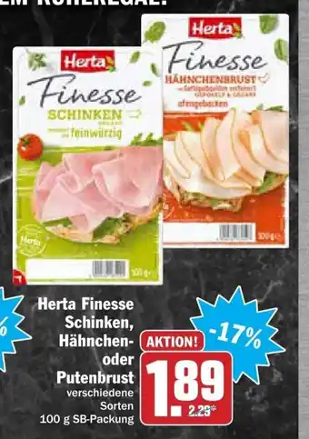 dodenhof Herta Finesse Schinken, Hähnchen oder Putenbrust 100g Angebot