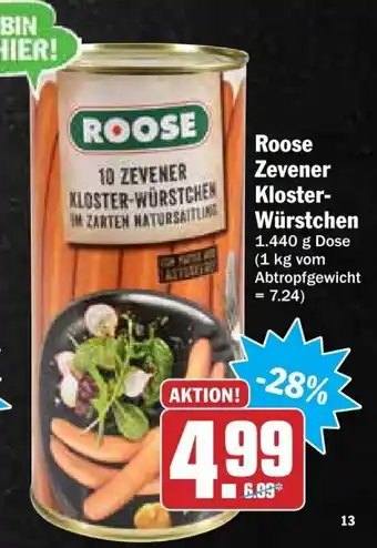 dodenhof Roose Zevener Kloster Würstchen 1440g Angebot