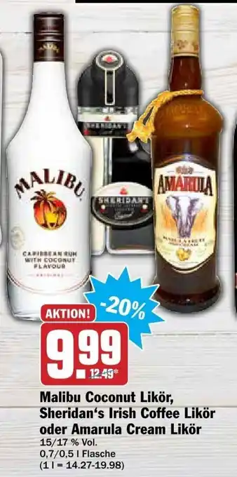 dodenhof Malibu Coconut Likör, Sheridan's Irish Coffee Likör oder Amarula Cream Likör 0,7/0,5L Angebot