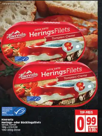 Elli Markt Hawesta Herings oder Bücklingsfilets 190/200g Angebot