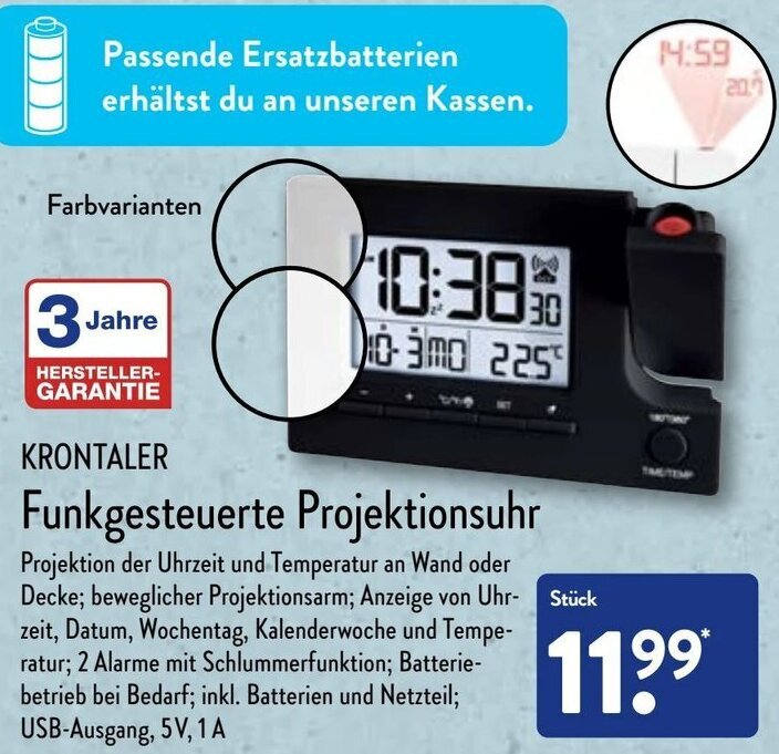 funkuhr mit projektion aldi