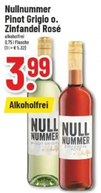 trinkgut Nullnummer Pinot Grigio o. Zinfandel Rosé 0,75 L Flasche Angebot