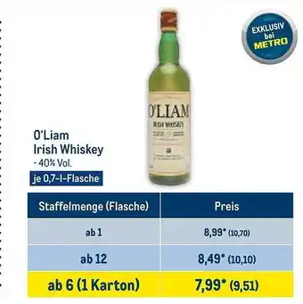 METRO O'liam irish whiskey Angebot