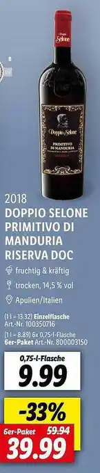 Lidl 2018 doppio selone primitivo di manduria riserva doc Angebot